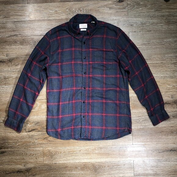 Original Weatherproof Vintage Button Down Mens M Blue Plaid Flannel Pocket Shirt - Picture 1 of 8